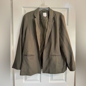 Lauren Conrad Olive Open Collar Blazer